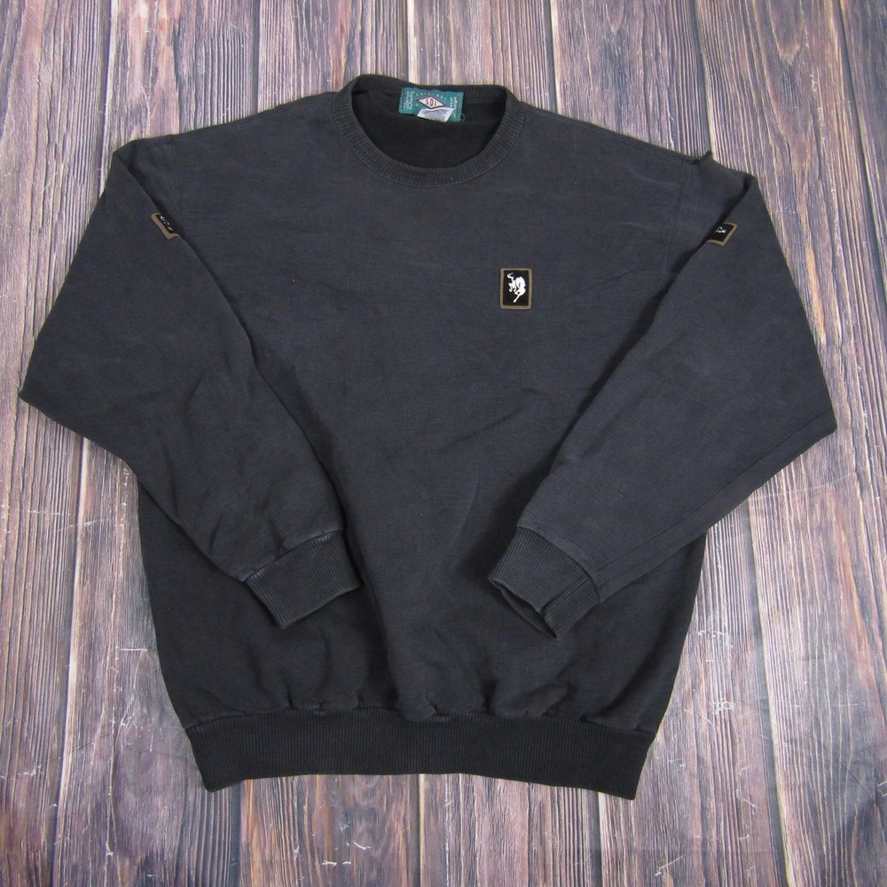 SDI Golf Sweatshirt Mens Medium Black Crewneck Cotton Patch Wildfire Made Canada
